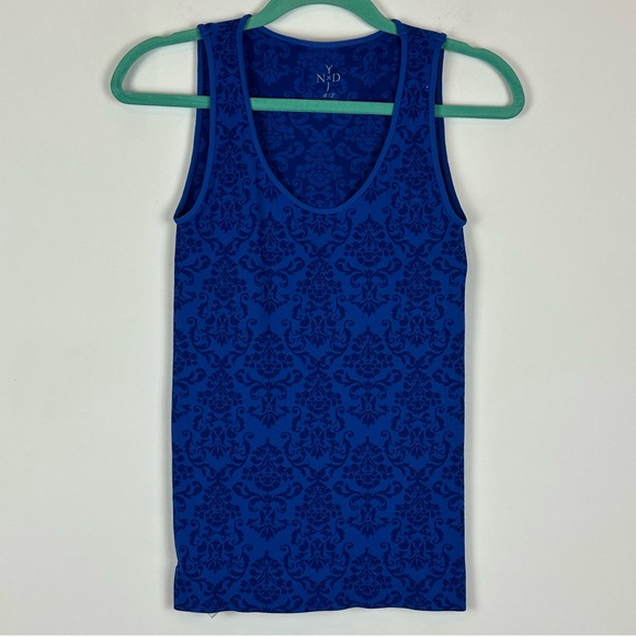 NYDJ Royal Blue Toile Compression Stretch Bodycon Sleeveless Tank Top M/L - Picture 1 of 7